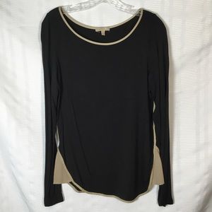 Anthropologie Bordeaux Black Long Sleeve Top‎ Med